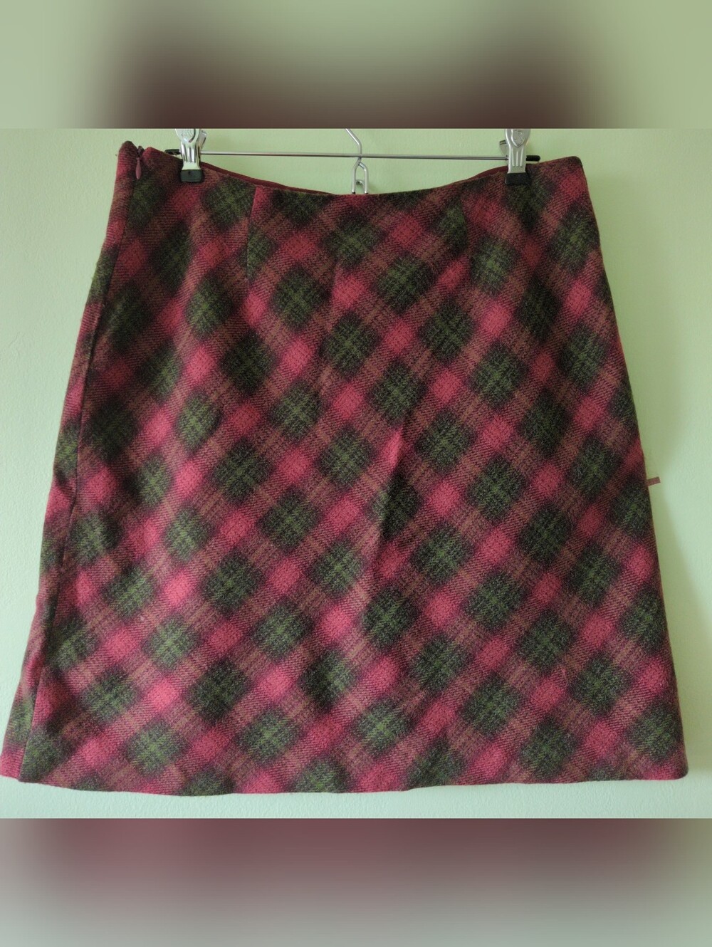 Vintage 90s Smart Set Plaid Mini Skirt A Line Warm Winter Medium - Picture 4 of 9